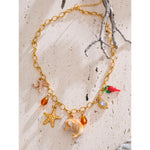 Shell Resin Ocean Charm Pendant Necklace – Waterproof 18K Gold Plated Necklace | Ezra Gems