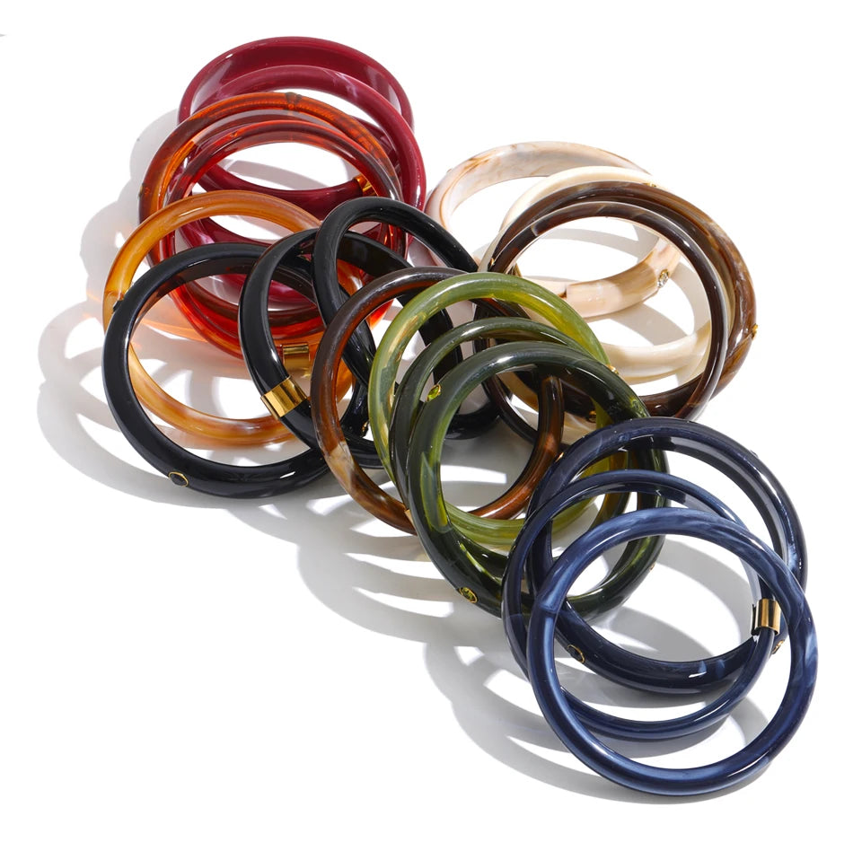 Stackable Multi-Color Resin Bangle – Waterproof 18K Gold Plated Bracelet | Ezra Gems