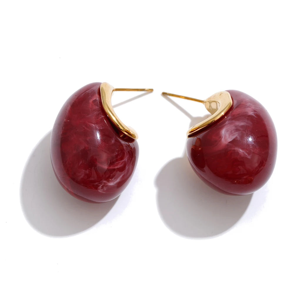 Candy Acrylic Teardrop Stud Earrings – Waterproof 18K Gold Plated Earrings | Ezra Gems