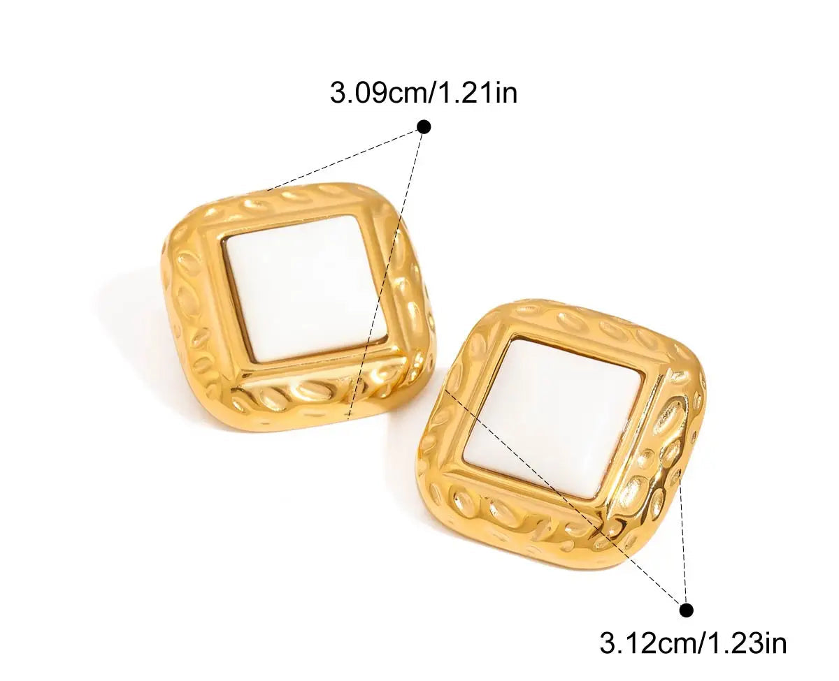 Retro Agate Geometric Stud Earrings