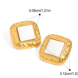 Retro Agate Geometric Stud Earrings