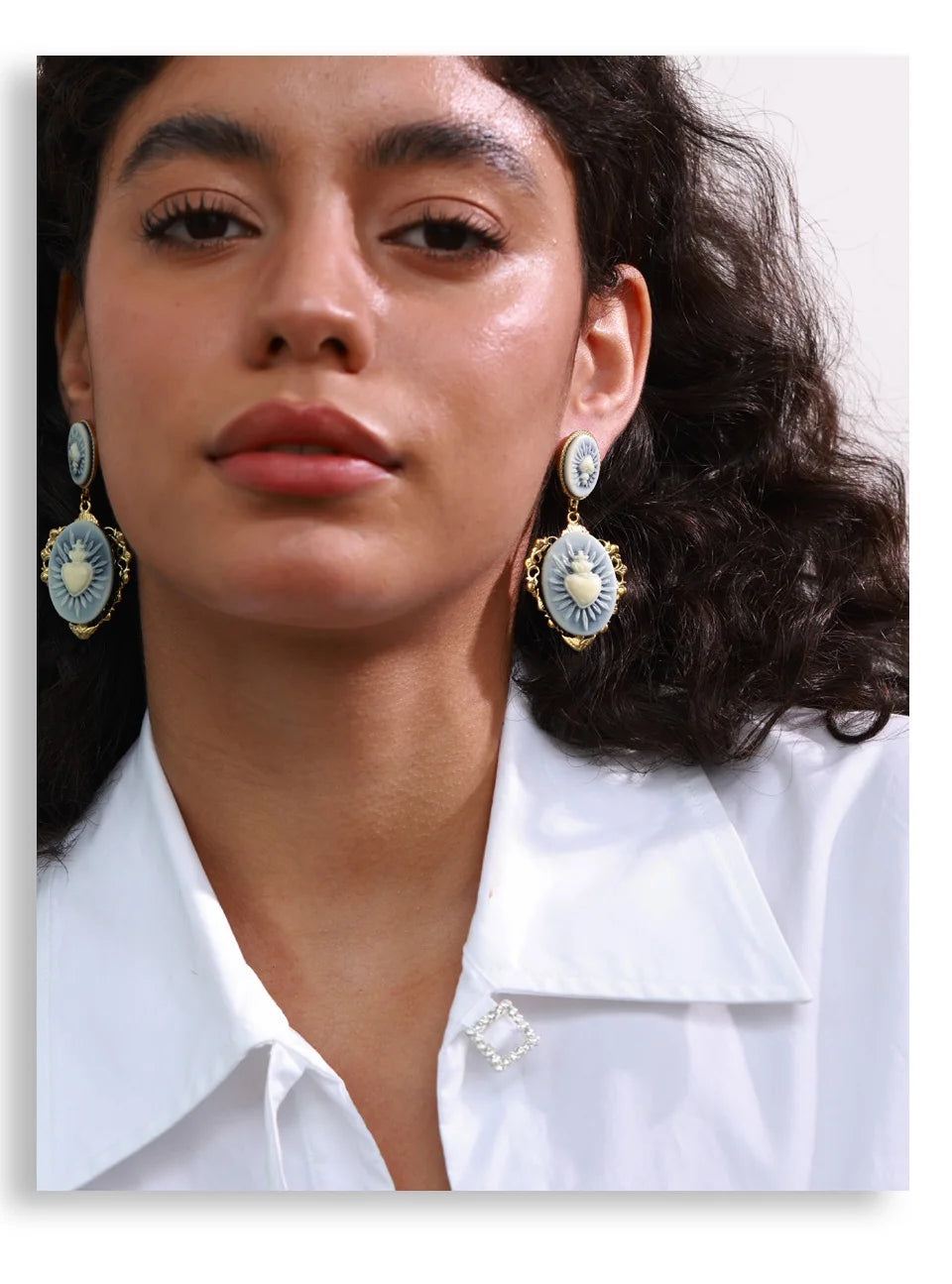 Resin Heart Flower Drop Earrings – Waterproof 18K Gold Plated Earrings | Ezra Gems