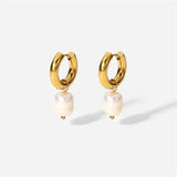 Single Pearl Drop Chain Earrings – Waterproof 18K Gold Plated Earrings | Ezra Gems