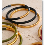 3-Circle Resin Bangle Set – Waterproof 18K Gold Plated Bracelet | Ezra Gems