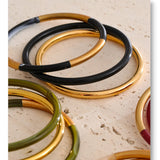 3-Circle Resin Bangle Set – Waterproof 18K Gold Plated Bracelet | Ezra Gems