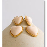 Sweet Acrylic Resin Heart Drop Earrings – Waterproof 18K Gold Plated Earrings | Ezra Gems