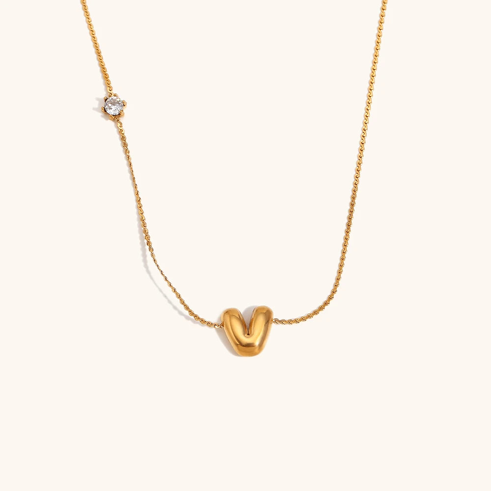 Sparkling Zircon Initial Necklace – Waterproof 18K Gold Plated Necklace | Ezra Gems