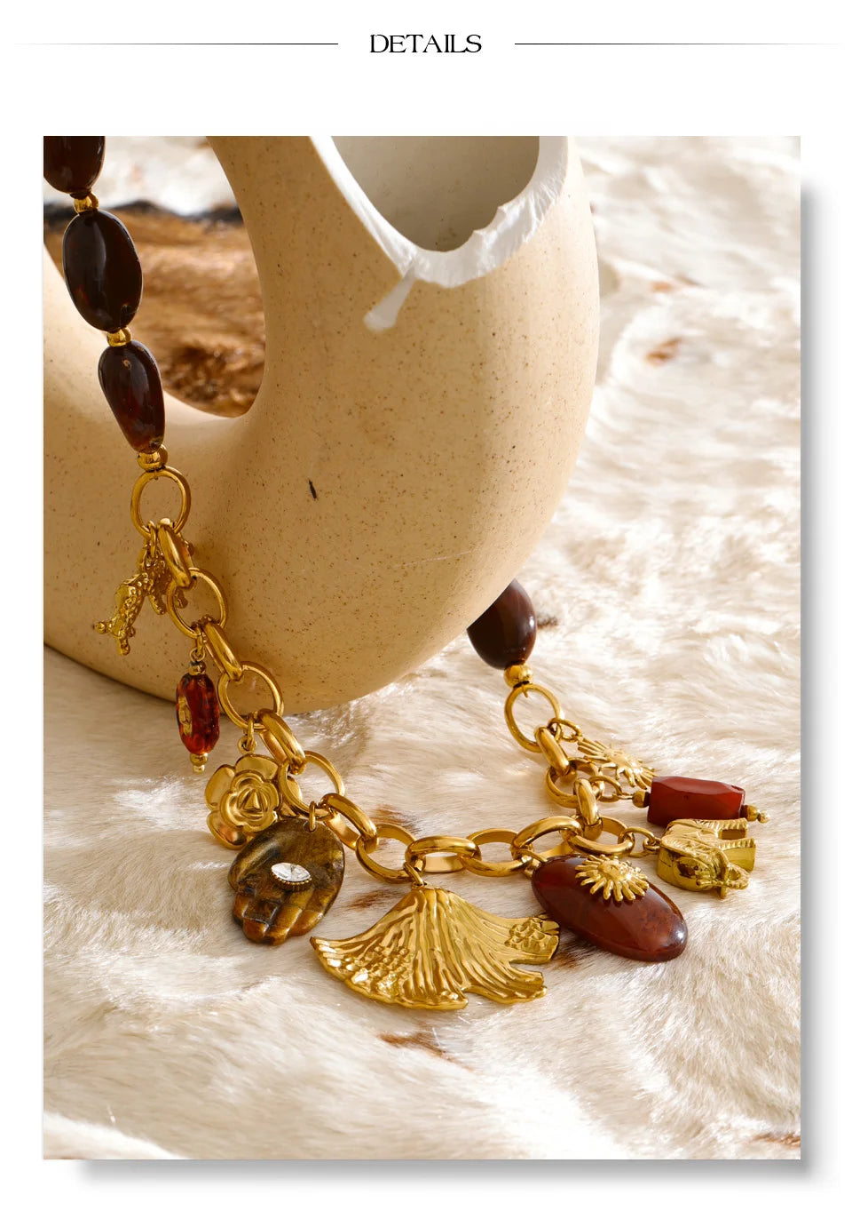 Resin Bead Sun Charm Necklace – Waterproof 18K Gold Plated Necklace | Ezra Gems