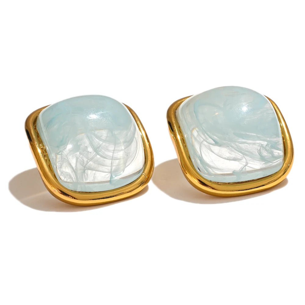 Colorful Resin Square Stud Earrings