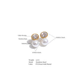 Pearl & CZ Round Stud Earrings