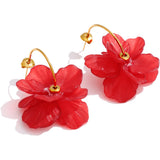 Resin Acrylic Flower Petal Drop Earrings