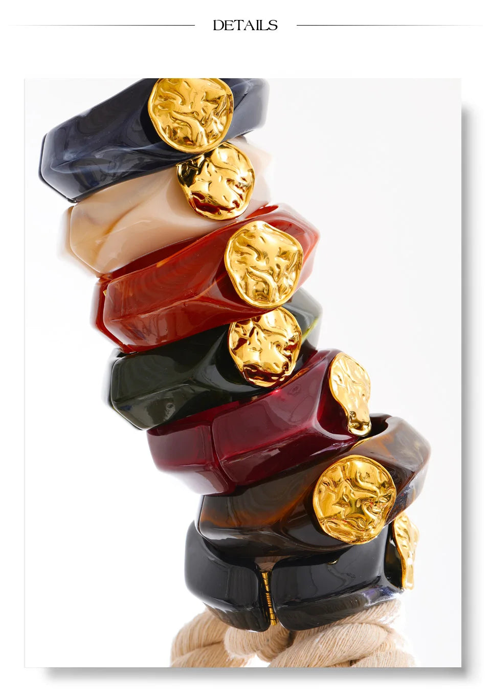 Wide resin statement bangle stacked on wrist — colorful waterproof jewelry by Ezra Gems