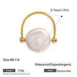 Freshwater Pearl U Shape Ring – Waterproof 18K Gold Plated Ring | Ezra Gems