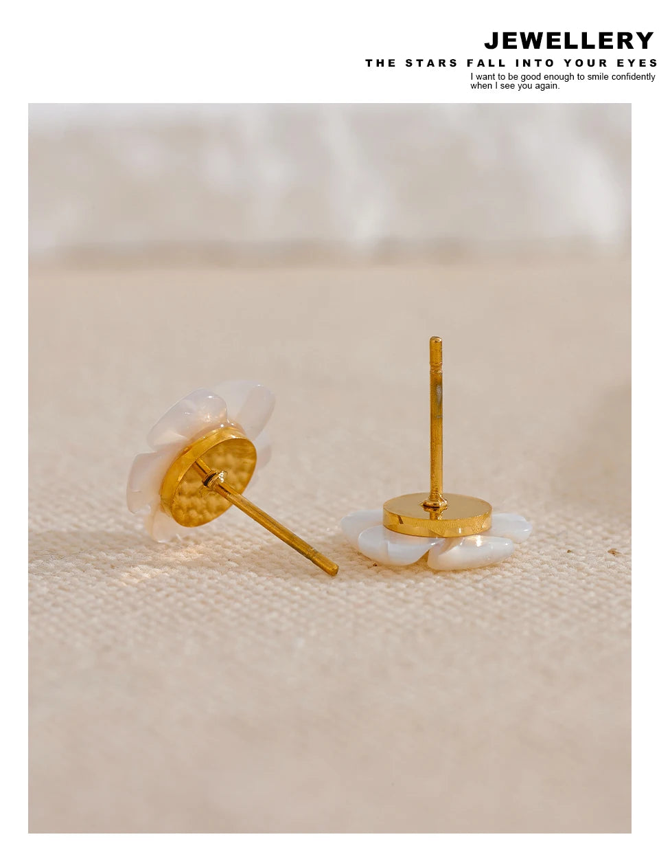 Natural Shell Flower Stud Earrings – Waterproof 18K Gold Plated Earrings | Ezra Gems