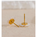 Natural Shell Flower Stud Earrings – Waterproof 18K Gold Plated Earrings | Ezra Gems