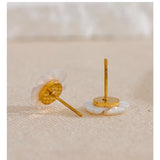 Natural Shell Flower Stud Earrings – Waterproof 18K Gold Plated Earrings | Ezra Gems