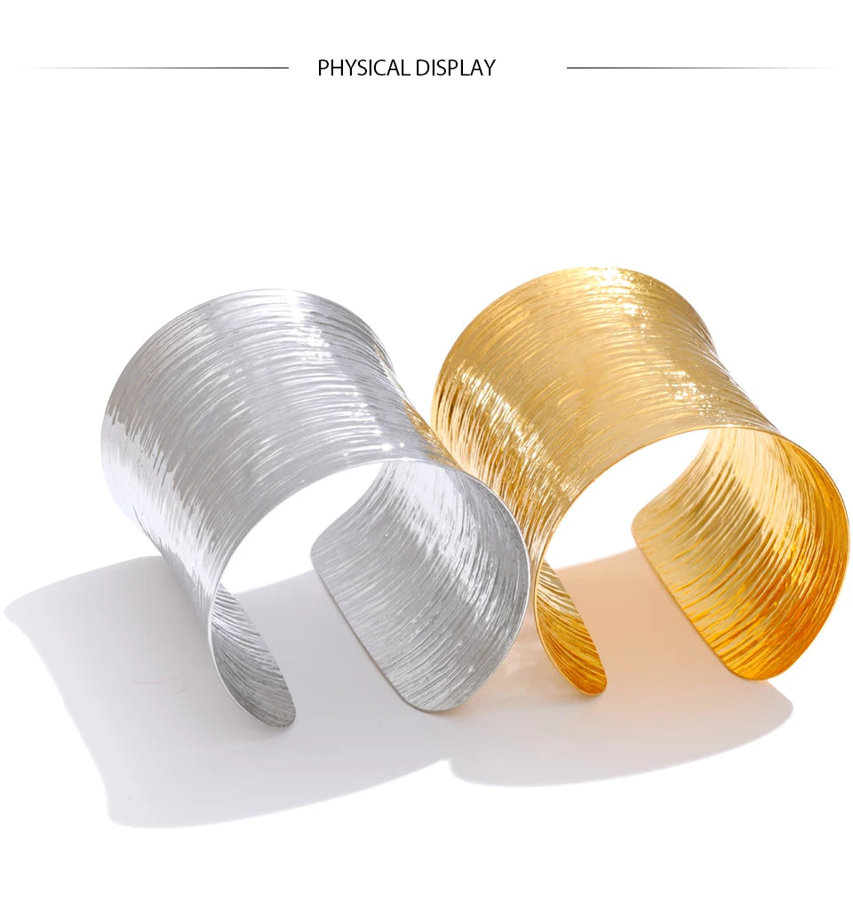 Statement Wide Metal Cuff Bracelet – Waterproof 18K Gold Plated Bracelet | Ezra Gems