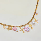 Cross Charm Cluster Necklace