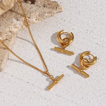 Minimalist T-Bar Pendant Necklace – Waterproof 18K Gold Plated Necklace | Ezra Gems