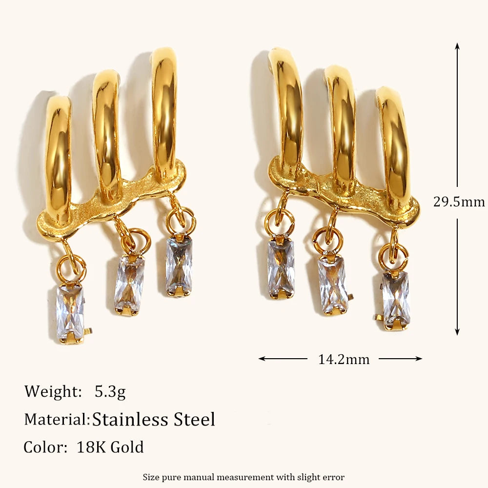 Luxury Tassel Zircon Earrings – Waterproof 18K Gold Plated Earrings | Ezra Gems