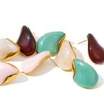 Resin Water Drop Stud Earrings – Waterproof 18K Gold Plated Earrings | Ezra Gems