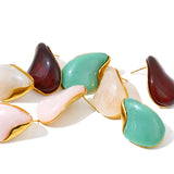 Resin Water Drop Stud Earrings – Waterproof 18K Gold Plated Earrings | Ezra Gems