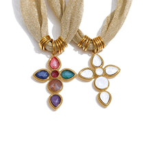 Glass Cross Pendant Necklace – Waterproof 18K Gold Plated Necklace | Ezra Gems