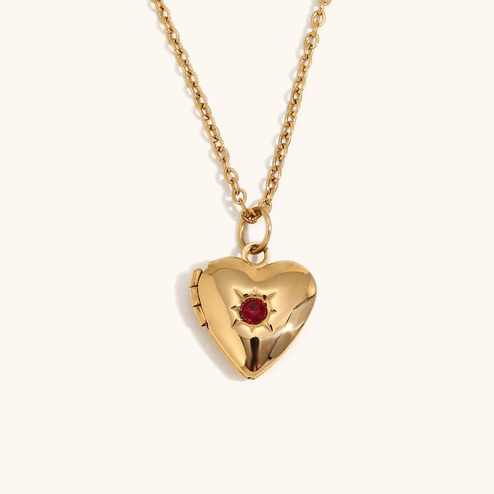 Birthstone Box Pendant Necklace – Waterproof 18K Gold Plated Necklace | Ezra Gems