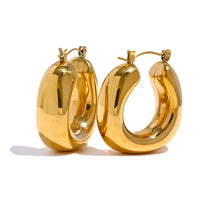 Round Chunky Hoop Earrings – Waterproof 18K Gold Plated Earrings | Ezra Gems