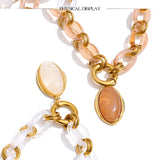 Resin Oval Pendant Chain Necklace – Waterproof 18K Gold Plated Necklace | Ezra Gems