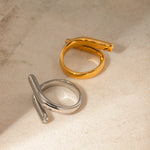 Polished Sculptural Statement Ring – Waterproof 18K Gold Plated Ring | Ezra Gems