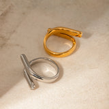 Polished Sculptural Statement Ring – Waterproof 18K Gold Plated Ring | Ezra Gems