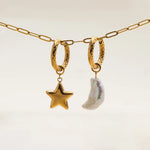 Pearl Star & Moon Drop Earrings – Waterproof 18K Gold Plated Earrings | Ezra Gems