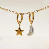 Pearl Star & Moon Drop Earrings – Waterproof 18K Gold Plated Earrings | Ezra Gems