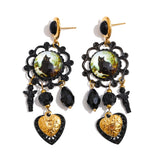 Acrylic Crystal Cat Heart Drop Earrings – Waterproof 18K Gold Plated Earrings | Ezra Gems