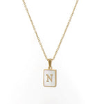 Mother of Pearl Initial Necklace – Waterproof 18K Gold Plated Necklace | Ezra Gems