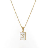 Mother of Pearl Initial Necklace – Waterproof 18K Gold Plated Necklace | Ezra Gems