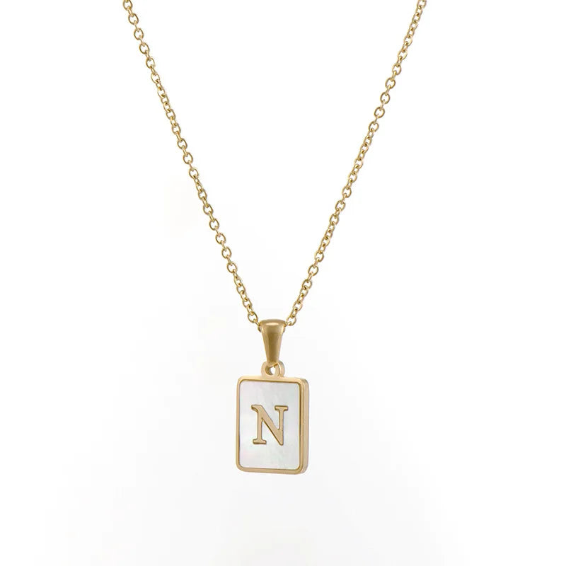 Mother of Pearl Initial Necklace – Waterproof 18K Gold Plated Necklace | Ezra Gems