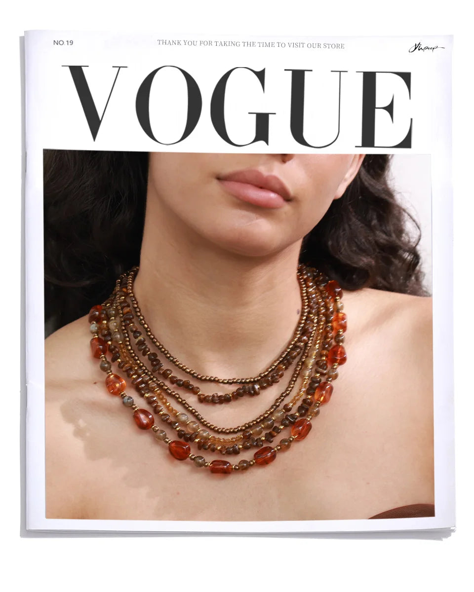 Layered Resin Bead Bib Necklace – Waterproof 18K Gold Plated Necklace | Ezra Gems