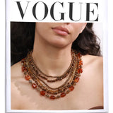 Layered Resin Bead Bib Necklace – Waterproof 18K Gold Plated Necklace | Ezra Gems