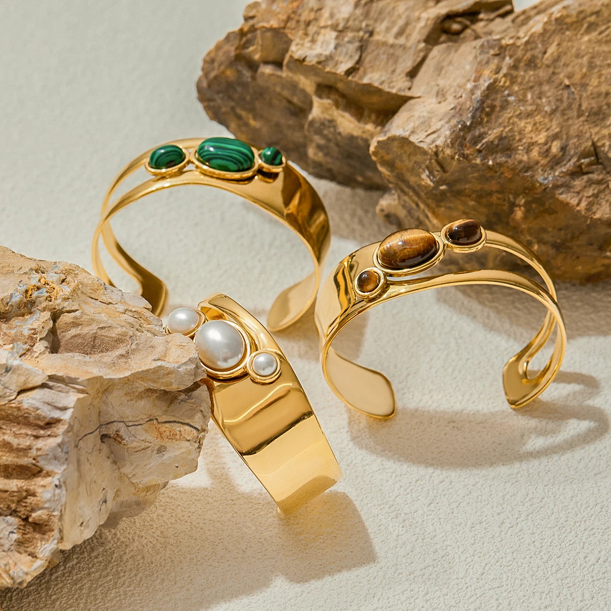 Tiger Eye Stone Hollow Bracelet – Waterproof 18K Gold Plated Bracelet | Ezra Gems