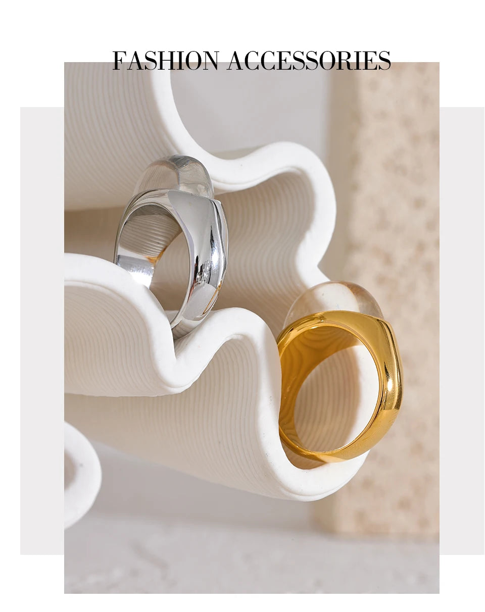 Geometric Cast Resin Statement Ring – Waterproof 18K Gold Plated Ring | Ezra Gems