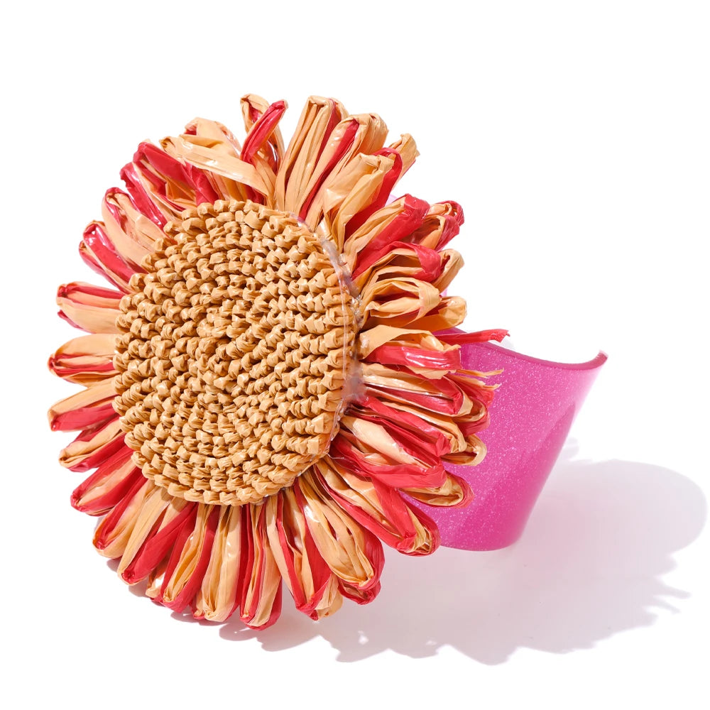 Sunflower Resin Cuff Bangle Bracelet – Waterproof 18K Gold Plated Bracelet | Ezra Gems