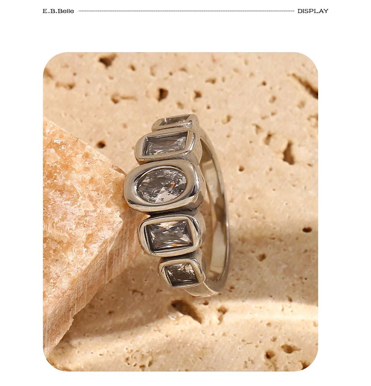 Geometric Clear Zircon Ring – Waterproof 18K Gold Plated Ring | Ezra Gems