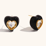 Heart Zircon Inlay Earrings – Waterproof 18K Gold Plated Earrings | Ezra Gems