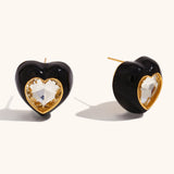 Heart Zircon Inlay Earrings – Waterproof 18K Gold Plated Earrings | Ezra Gems