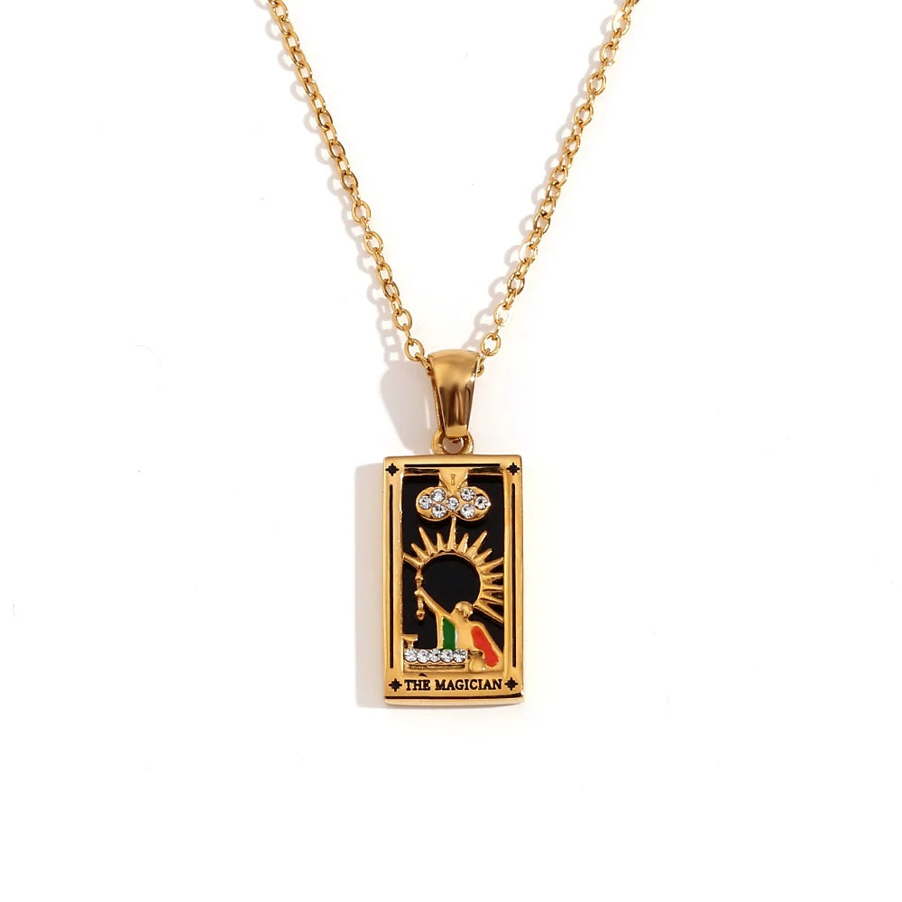 Tarot Card Pendant Necklace – Waterproof 18K Gold Plated Necklace | Ezra Gems