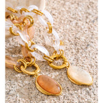 Resin Oval Pendant Chain Necklace – Waterproof 18K Gold Plated Necklace | Ezra Gems