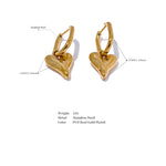 Shiny gold-plated 316L stainless steel heart hoop earrings