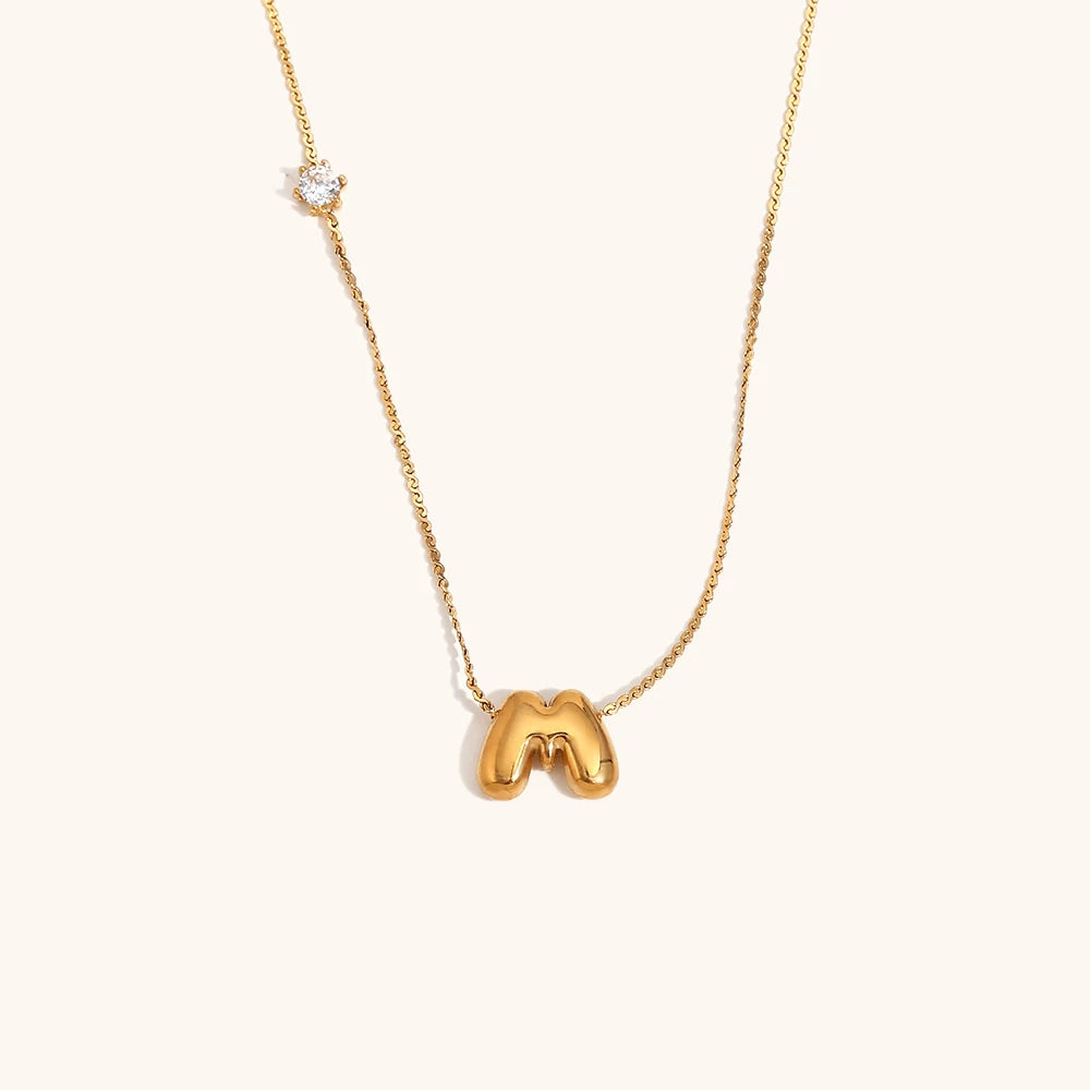 Sparkling Zircon Initial Necklace – Waterproof 18K Gold Plated Necklace | Ezra Gems
